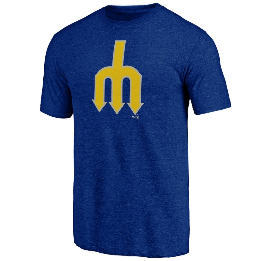 Seattle Mariners Cooperstown Official Logo Tri-Blend T-Shirt - Royal