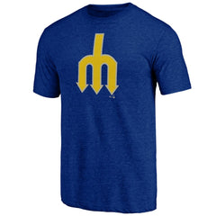 Seattle Mariners Cooperstown Official Logo Tri-Blend T-Shirt - Royal
