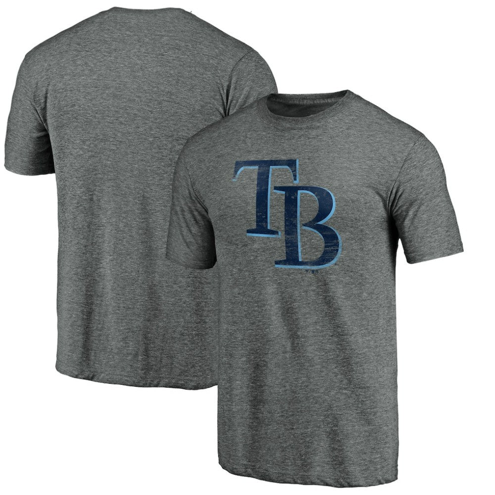 Tampa Bay Rays Weathered Official Logo Tri-Blend T-Shirt - Heather Gray