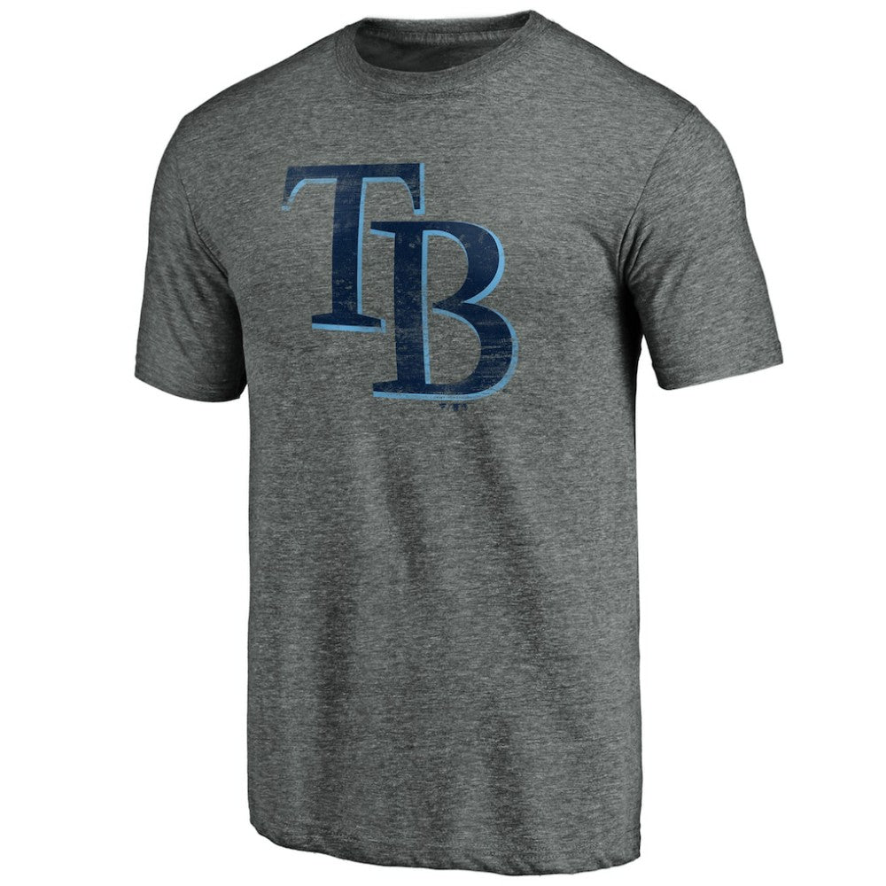 Tampa Bay Rays Weathered Official Logo Tri-Blend T-Shirt - Heather Gray