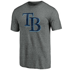 Tampa Bay Rays Weathered Official Logo Tri-Blend T-Shirt - Heather Gray