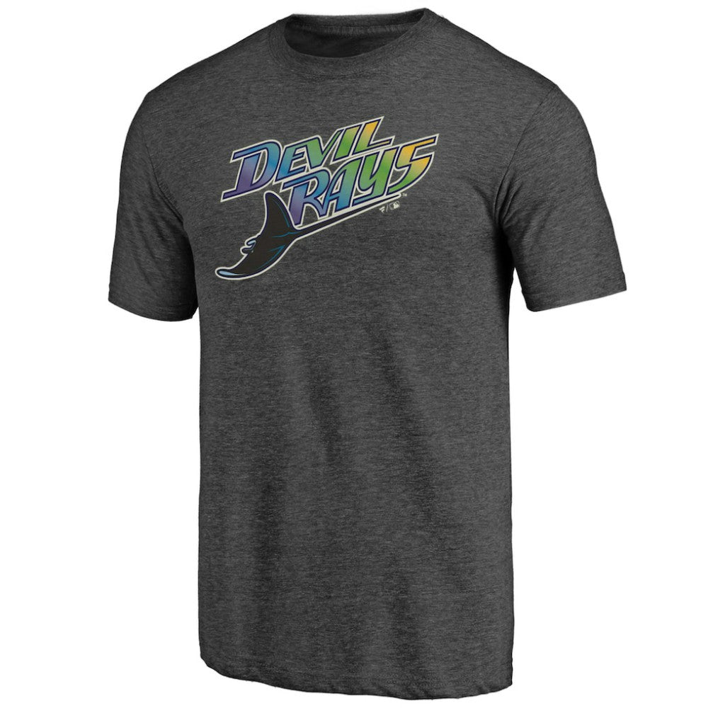Tampa Bay Rays Cooperstown Official Logo Tri-Blend T-Shirt - Charcoal