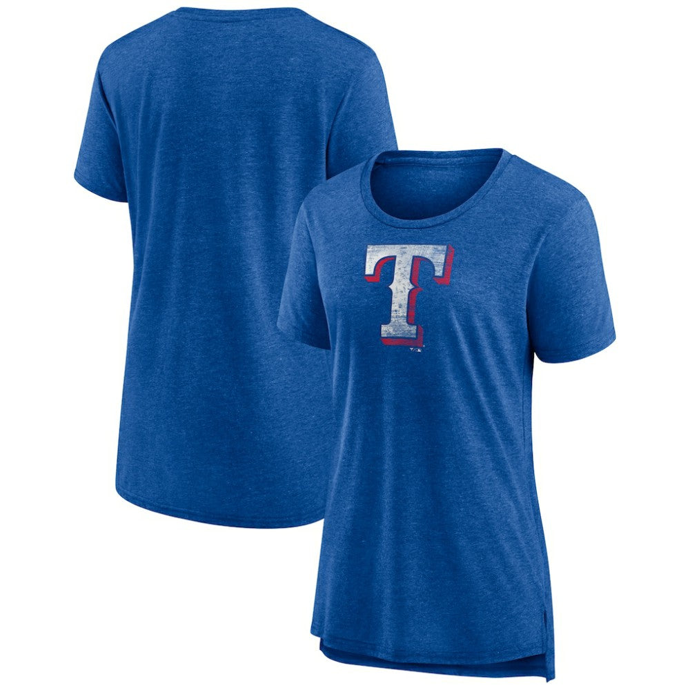 Texas Rangers Women's Weathered Official Logo Tri-Blend T-Shirt - Royal