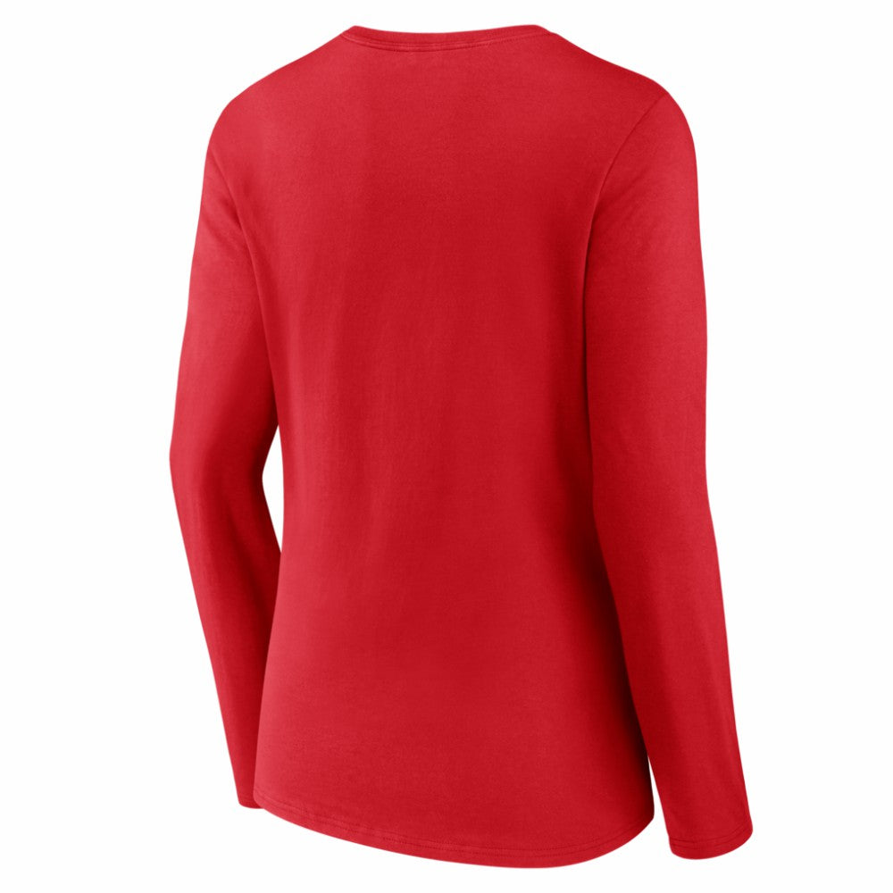Washington Nationals Women's Live For It Long Sleeve V-Neck T-Shirt - Red