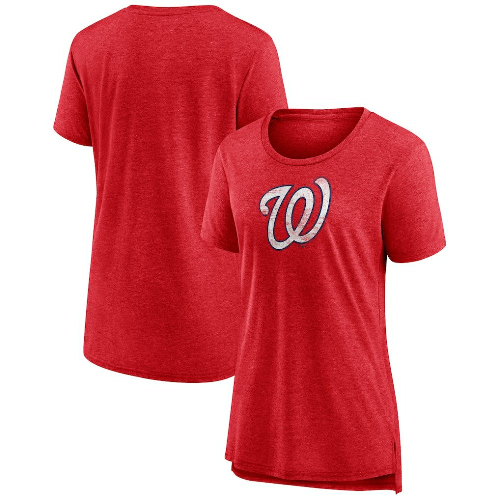Washington Nationals Women's Weathered Official Logo Tri-Blend T-Shirt - Red