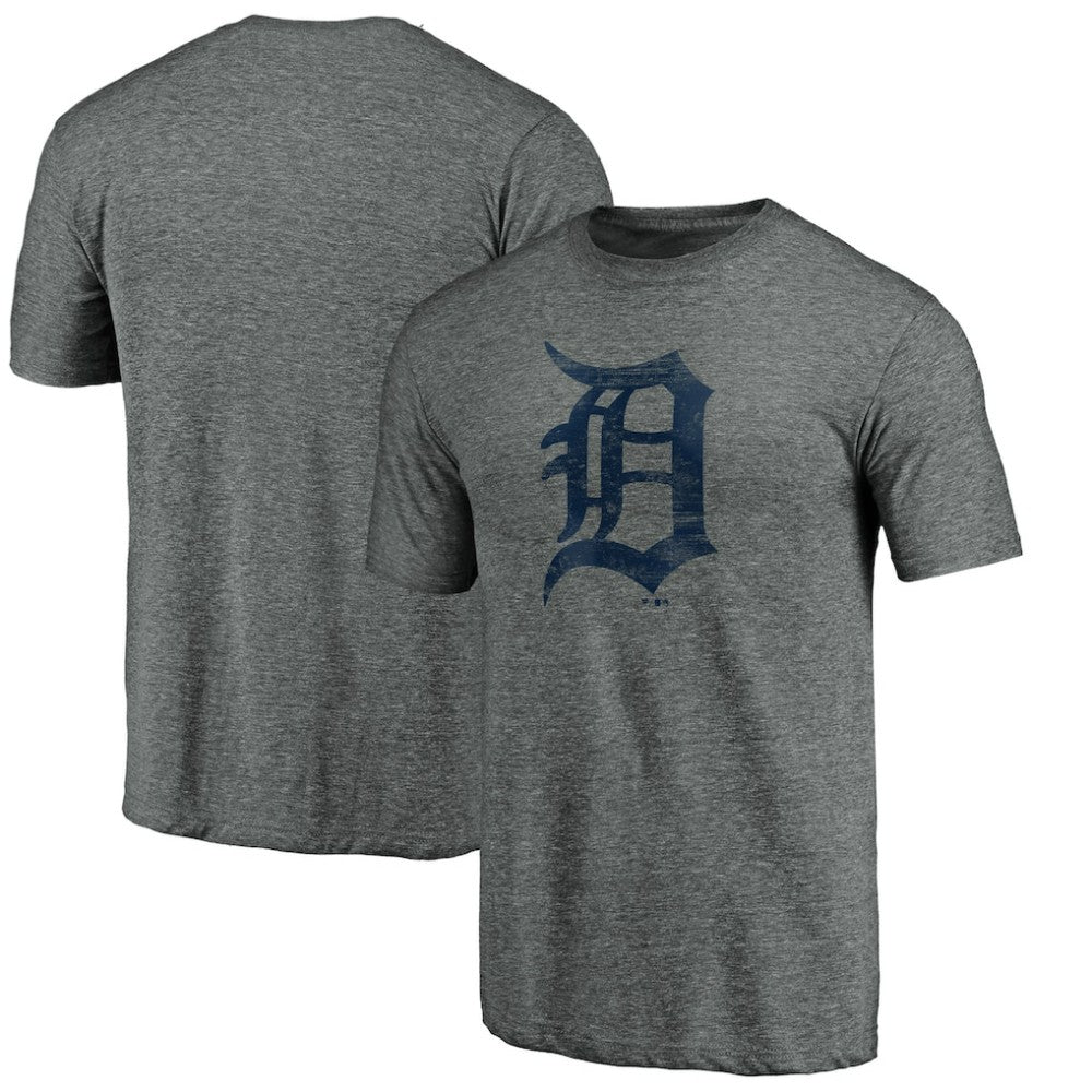 Detroit Tigers Weathered Official Logo Tri-Blend T-Shirt - Heather Gray