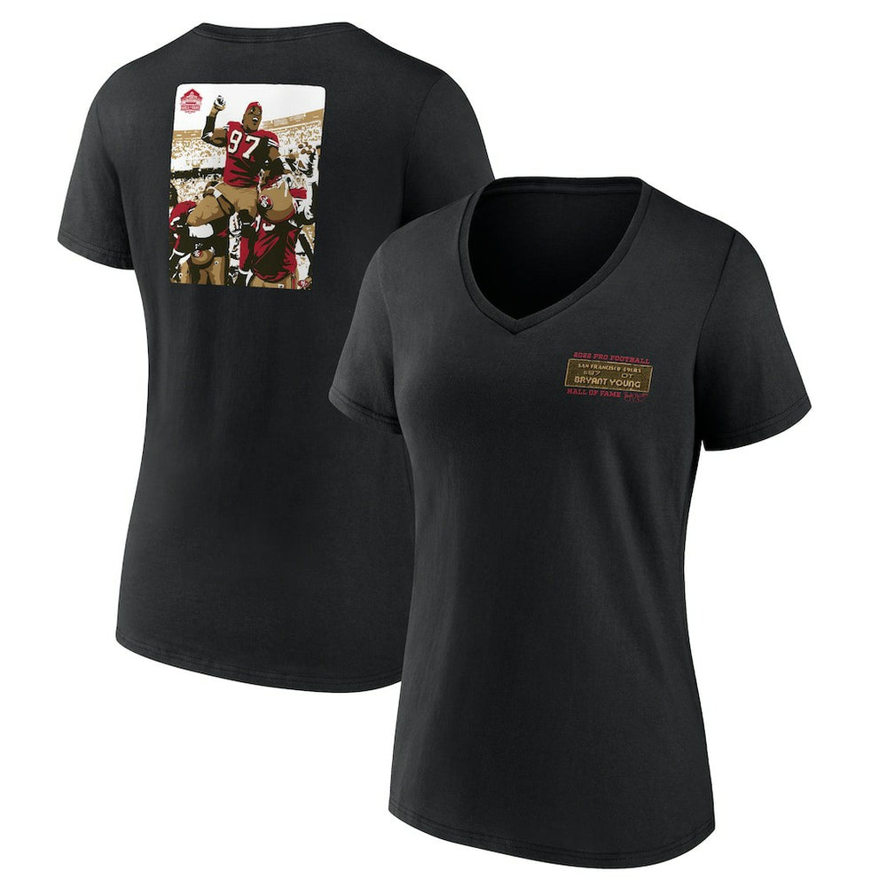 NFL San Francisco 49ers Bryant Young  Women's Hall of Fame V-Neck T-Shirt