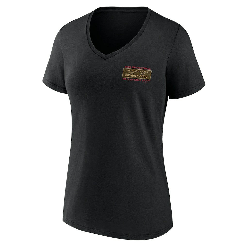 NFL San Francisco 49ers Bryant Young  Women's Hall of Fame V-Neck T-Shirt