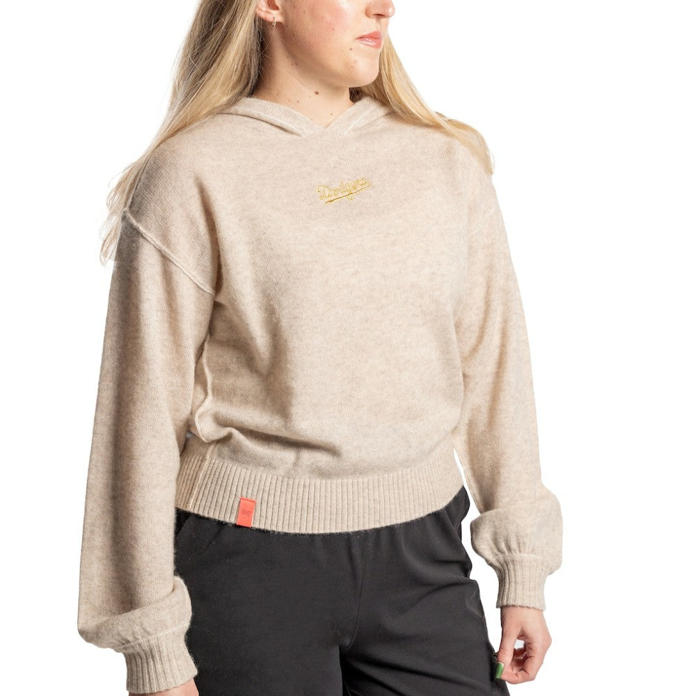 Los Angeles Dodgers Lusso Women's Beatriz Cashmere Pullover Hoodie - Natural