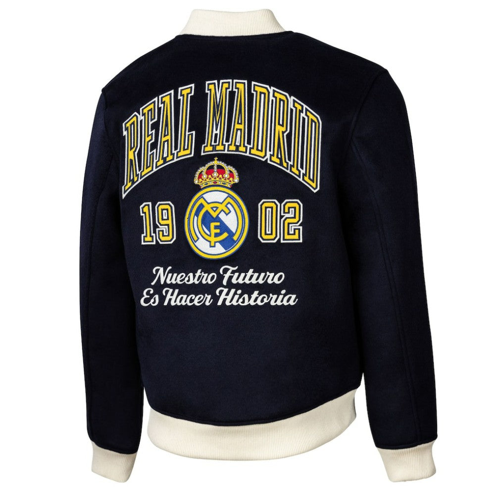 Real Madrid Sport Design Sweden Free Kick Wool Varsity Jacket / Soccer On sale