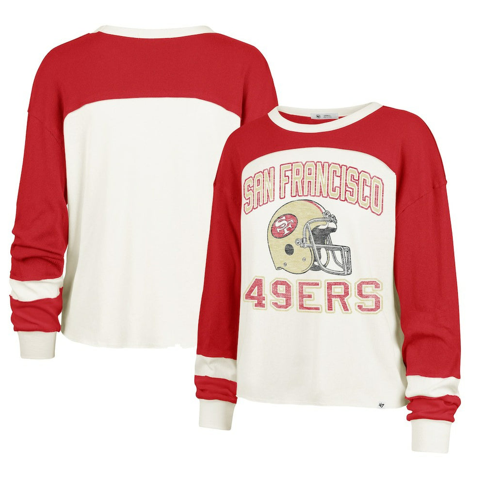 NFL San Francisco 49ers '47 Women's Double Header Curve Toni Long Sleeve T-Shirt