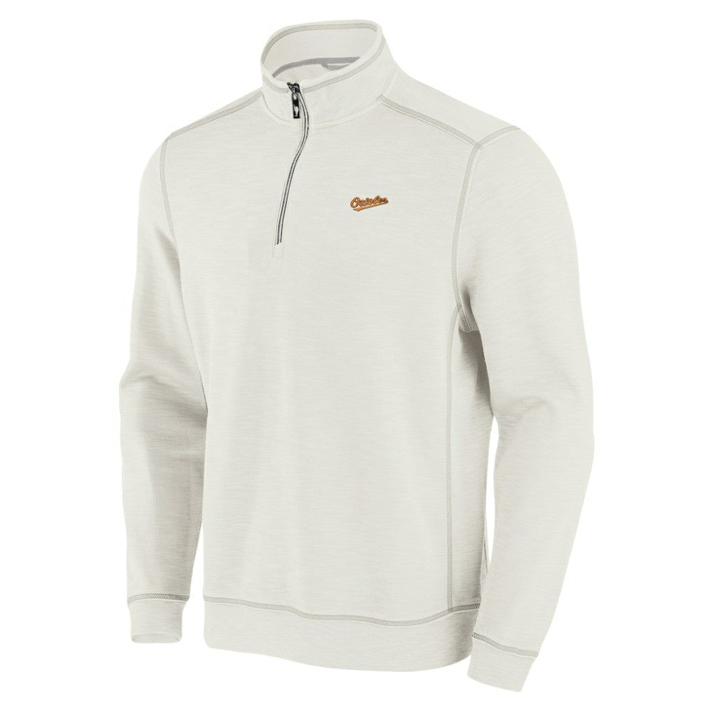 Baltimore Orioles Tommy Bahama Sport Tobago Bay Tri-Blend Half-Zip Sweatshirt - Cream