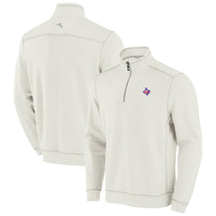 Texas Rangers Tommy Bahama Sport Tobago Bay Tri-Blend Half-Zip Sweatshirt - Cream