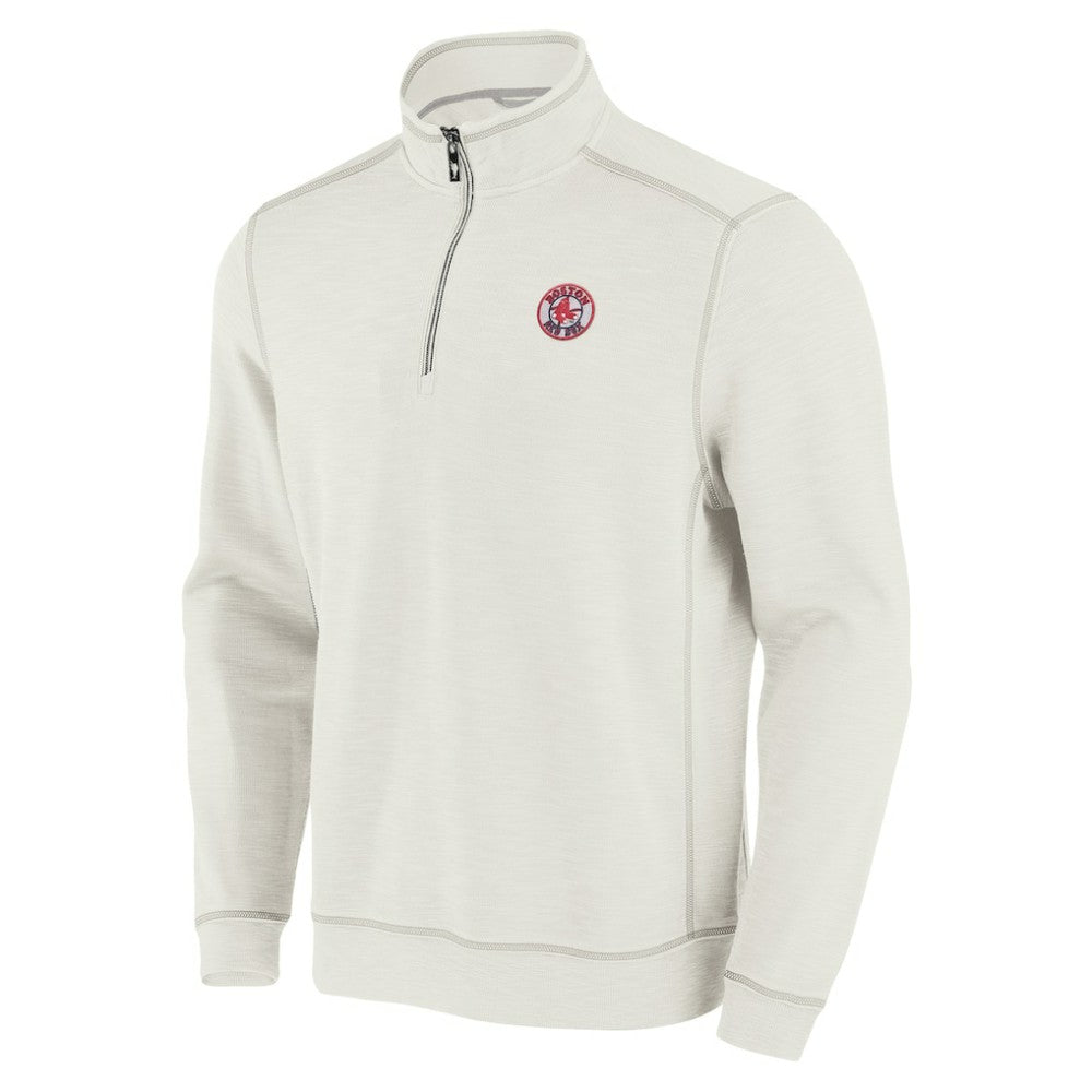 Boston Red Sox Tommy Bahama Sport Tobago Bay Tri-Blend Half-Zip Sweatshirt - Cream
