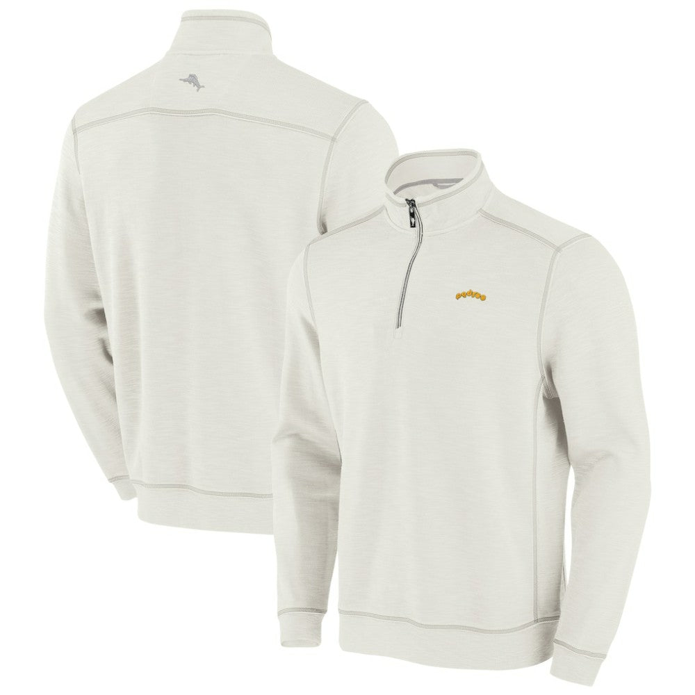 San Diego Padres Tommy Bahama Sport Tobago Bay Tri-Blend Half-Zip Sweatshirt - Cream