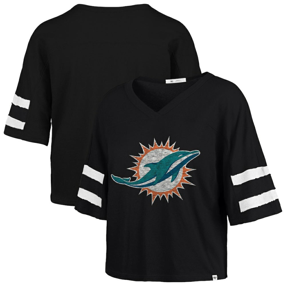 NFL Miami Dolphins '47 Women's Premier Scout Cropped V-Neck T-Shirt