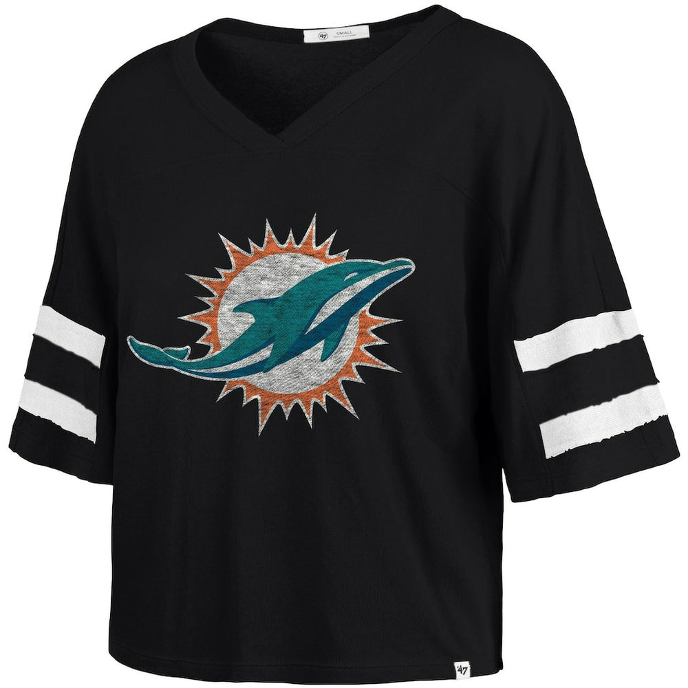 NFL Miami Dolphins '47 Women's Premier Scout Cropped V-Neck T-Shirt