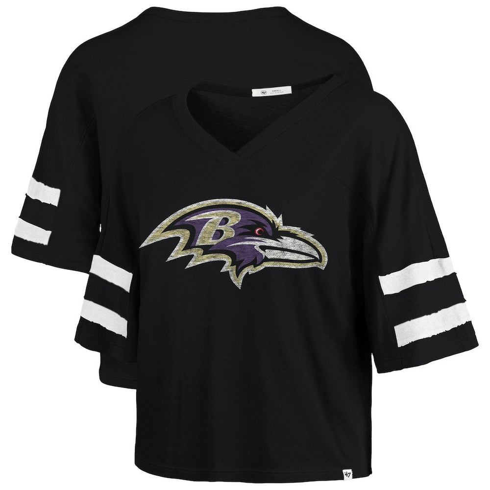 NFL Baltimore Ravens '47 Women's Premier Scout Cropped V-Neck T-Shirt
