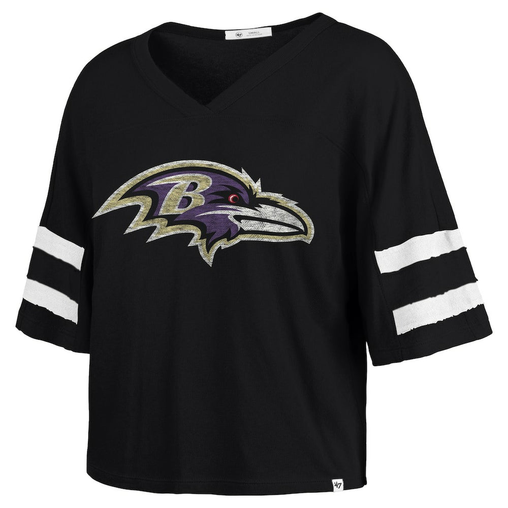 NFL Baltimore Ravens '47 Women's Premier Scout Cropped V-Neck T-Shirt