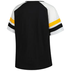 Pittsburgh Pirates Profile Women's Plus Sized Arched Notch Neck T-Shirt - Black