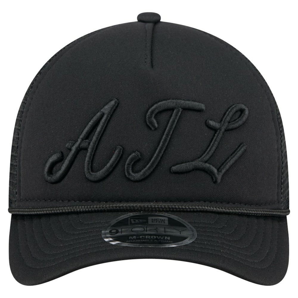 Atlanta Braves City Initial 9FORTY A-Frame M-Crown Adjustable Trucker Hat - Black | New Era