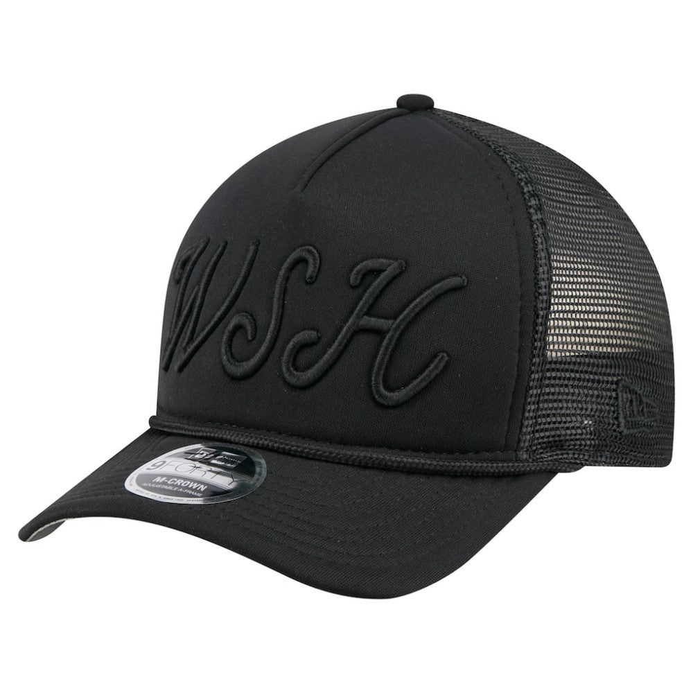 Washington Nationals City Initial 9FORTY A-Frame M-Crown Adjustable Trucker Hat - Black | New Era