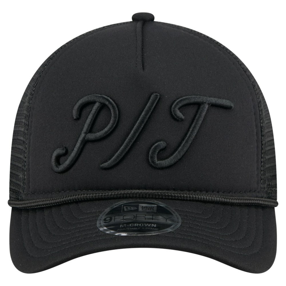 Pittsburgh Pirates City Initial 9FORTY A-Frame M-Crown Adjustable Trucker Hat - Black | New Era