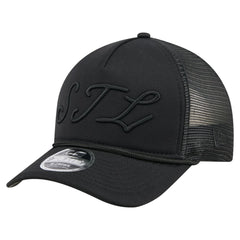 St. Louis Cardinals City Initial 9FORTY A-Frame M-Crown Adjustable Trucker Hat - Black | New Era