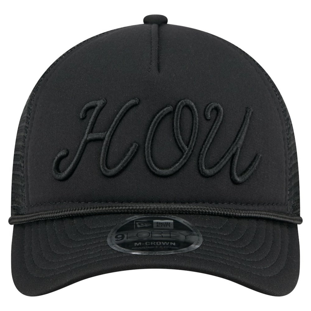 Houston Astros City Initial 9FORTY A-Frame M-Crown Adjustable Trucker Hat - Black | New Era