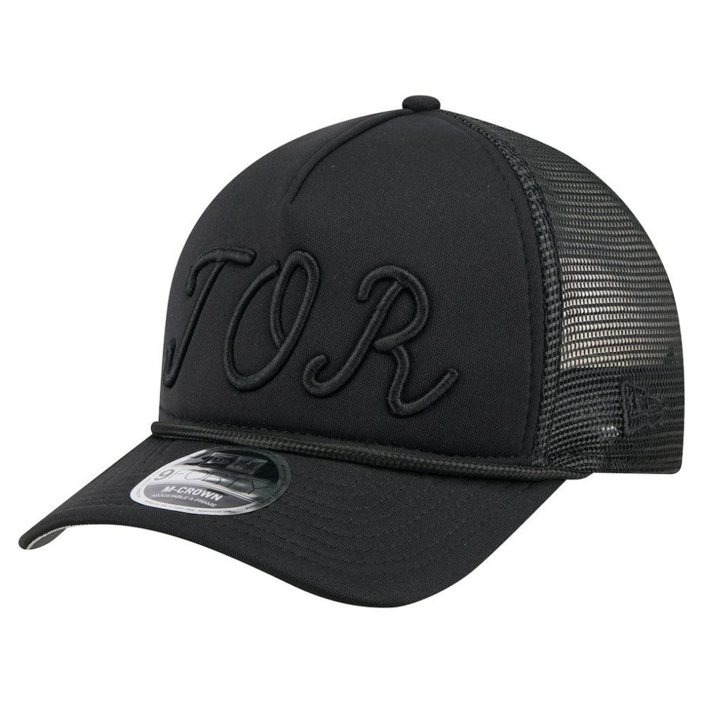 Toronto Blue Jays City Initial 9FORTY A-Frame M-Crown Adjustable Trucker Hat - Black | New Era