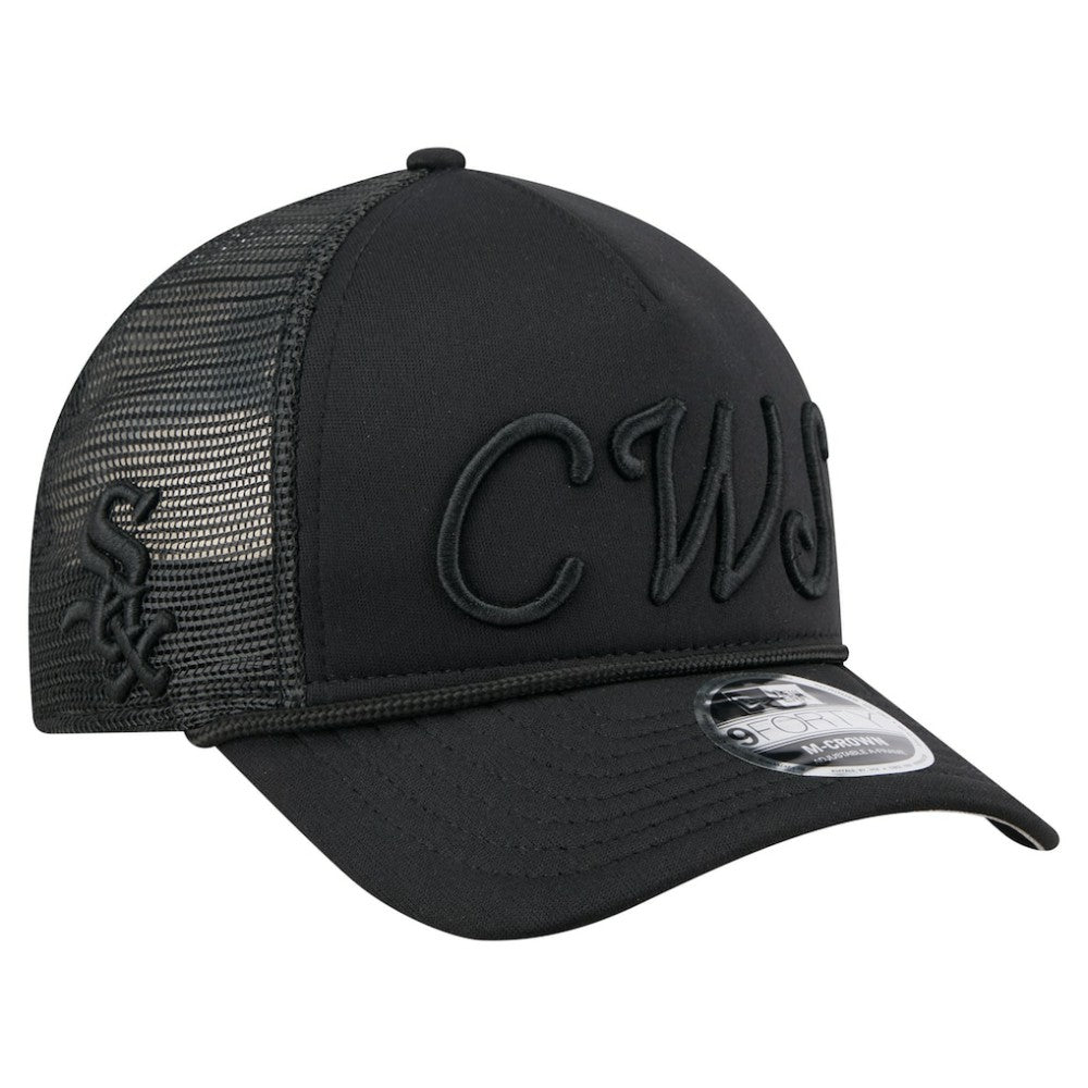 Chicago White Sox City Initial 9FORTY A-Frame M-Crown Adjustable Trucker Hat - Black | New Era