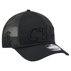 Chicago White Sox City Initial 9FORTY A-Frame M-Crown Adjustable Trucker Hat - Black | New Era