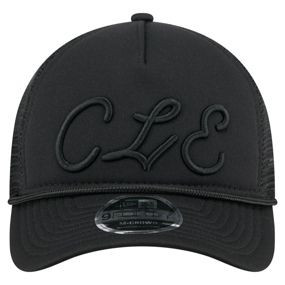 Cleveland Guardians City Initial 9FORTY A-Frame M-Crown Adjustable Trucker Hat - Black | New Era