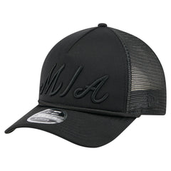 Miami Marlins City Initial 9FORTY A-Frame M-Crown Adjustable Trucker Hat - Black | New Era