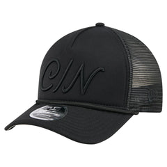 Cincinnati Reds City Initial 9FORTY A-Frame M-Crown Adjustable Trucker Hat - Black | New Era