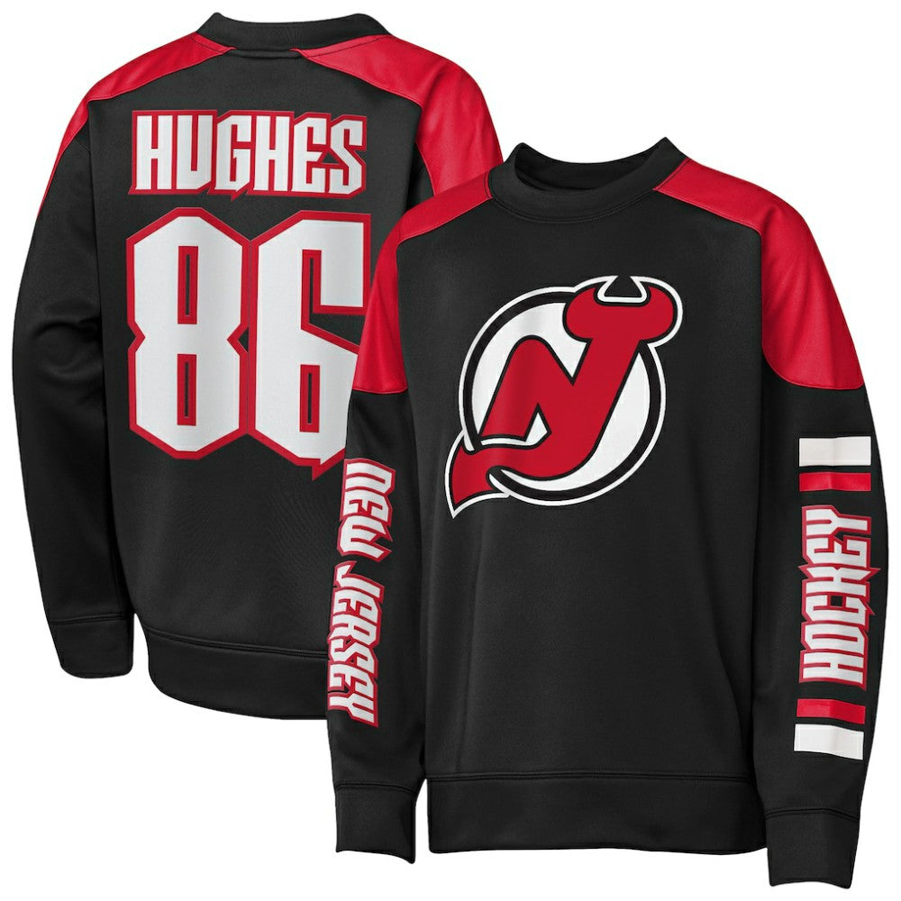 Jack Hughes New Jersey Devils Outerstuff Youth Best Defense Name & Number Crewneck Sweatshirt
