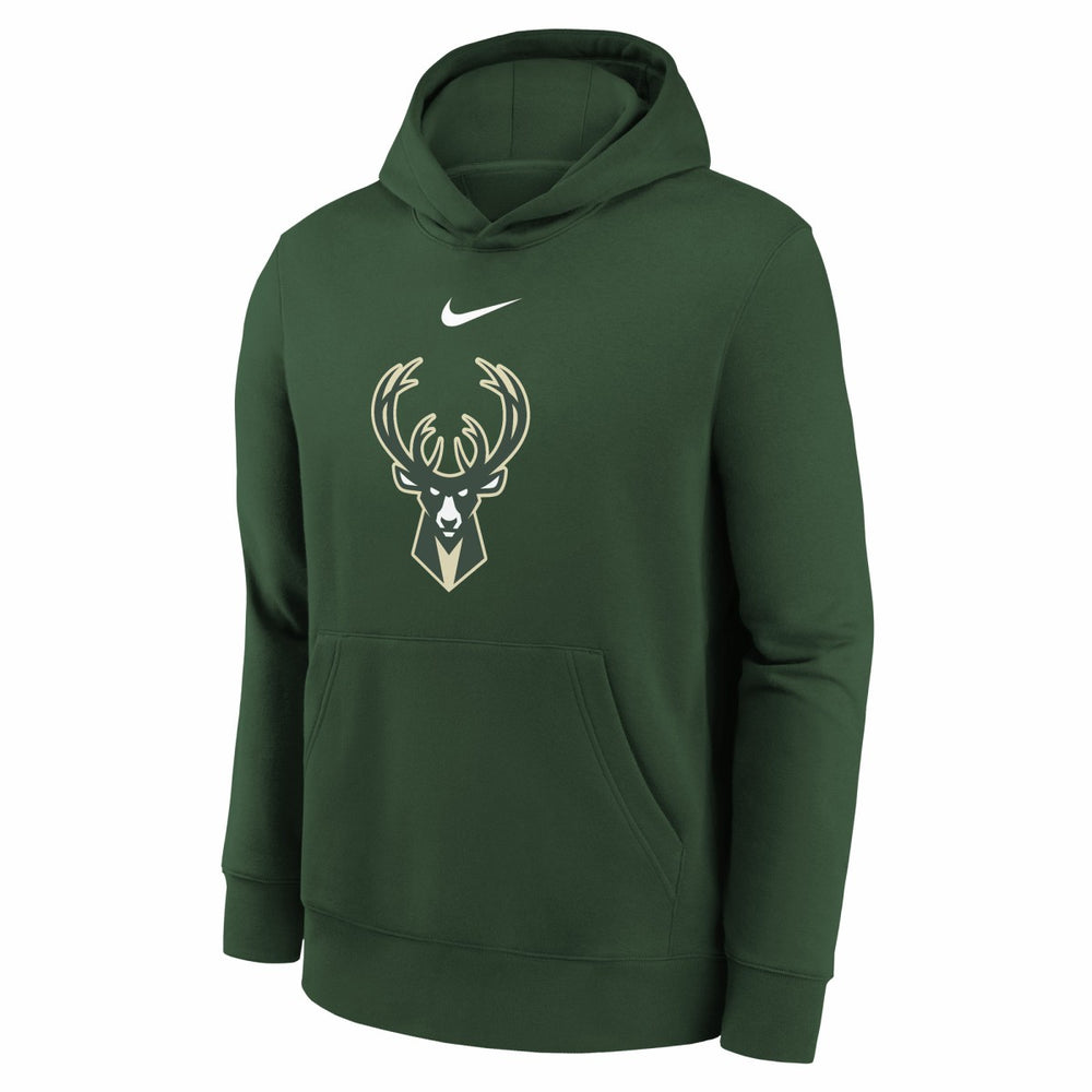 Milwaukee Bucks Youth 2025/26 Club Fleece Hoodie - Hunter Green | Nike for sale