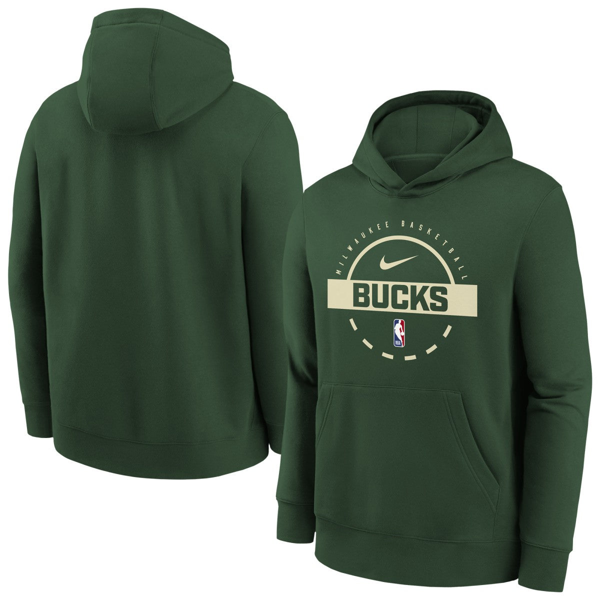Milwaukee Bucks Youth 2025/26 Club Fleece Practice Hoodie - Hunter Green | Nike for sale