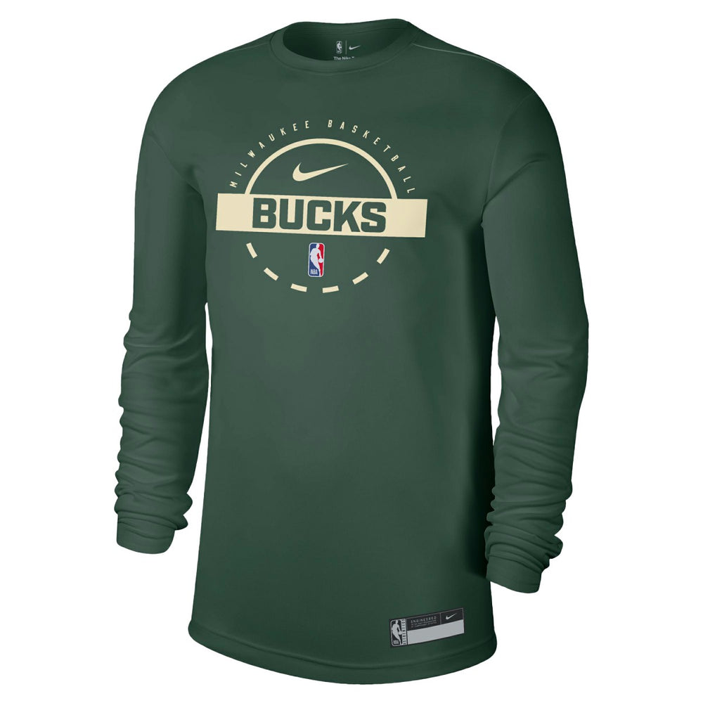 Milwaukee Bucks 2025/26 On-Court Flare Dri-FIT Practice Long Sleeve Tri-Blend T-Shirt - Hunter Green | Nike on sale
