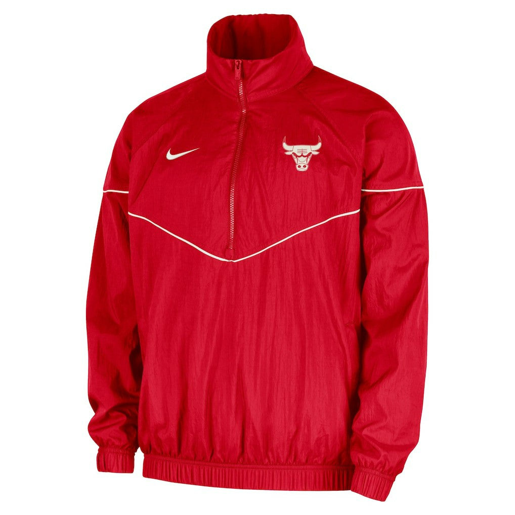 Chicago Bulls Courtside Windrunner Woven Half-Zip Hooded Jacket - Red | Nike for sale