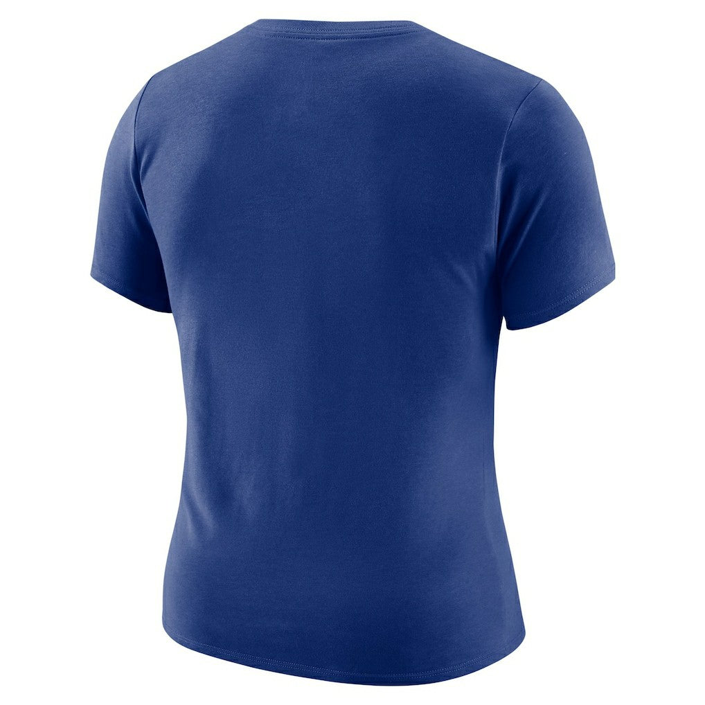 New York Knicks Women's Courtside Modest Cropped Tri-Blend T-Shirt - Blue | Nike discount