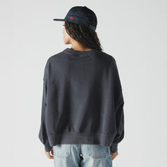 Boston Red Sox Women's Boxy Mineral Wash Dolmen Sleeve Cropped Sweatshirt - Navy | New Era