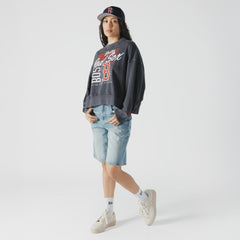 Boston Red Sox Women's Boxy Mineral Wash Dolmen Sleeve Cropped Sweatshirt - Navy | New Era