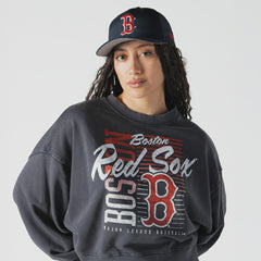 Boston Red Sox Women's Boxy Mineral Wash Dolmen Sleeve Cropped Sweatshirt - Navy | New Era