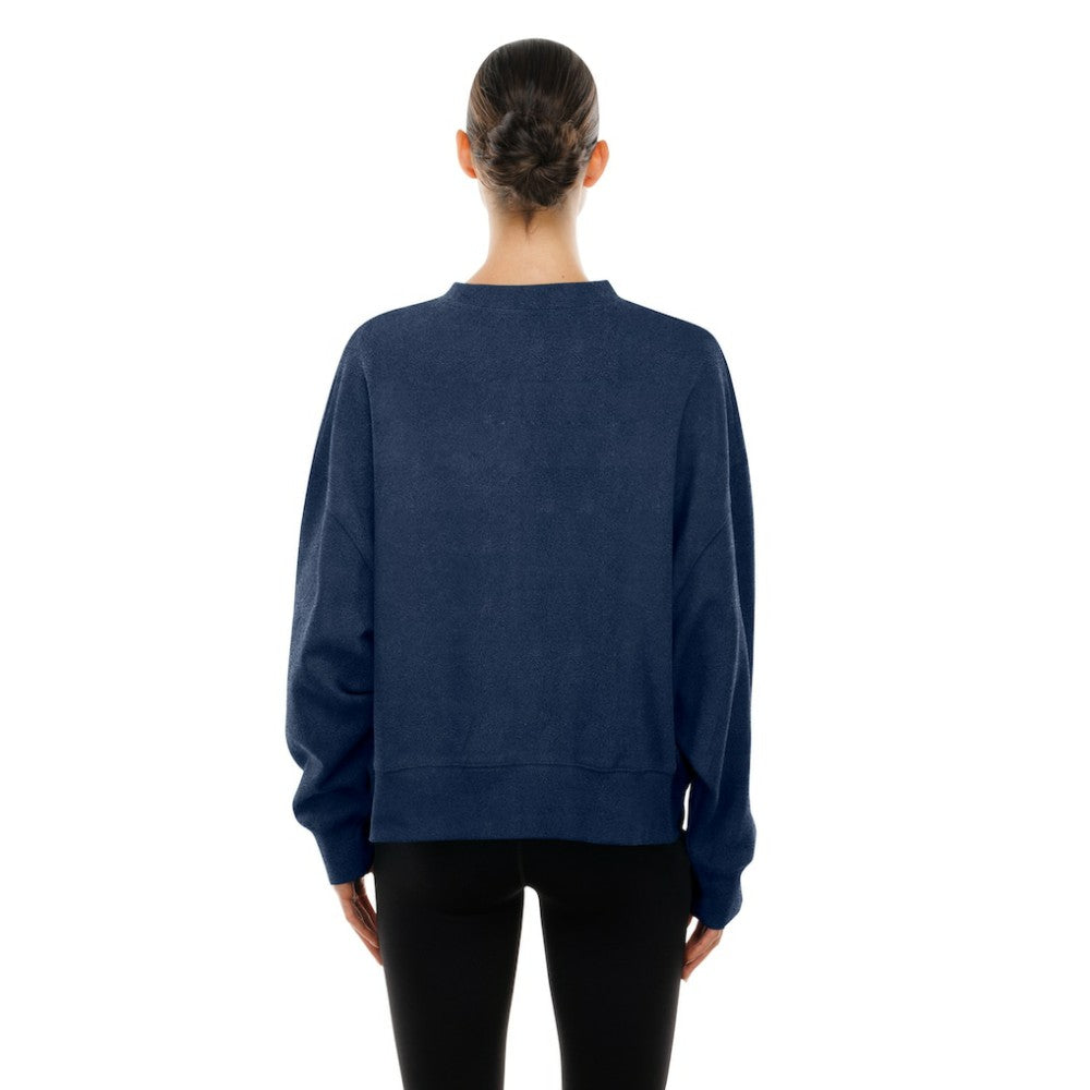 Boston Red Sox Women's Boxy Mineral Wash Dolmen Sleeve Cropped Sweatshirt - Navy | New Era