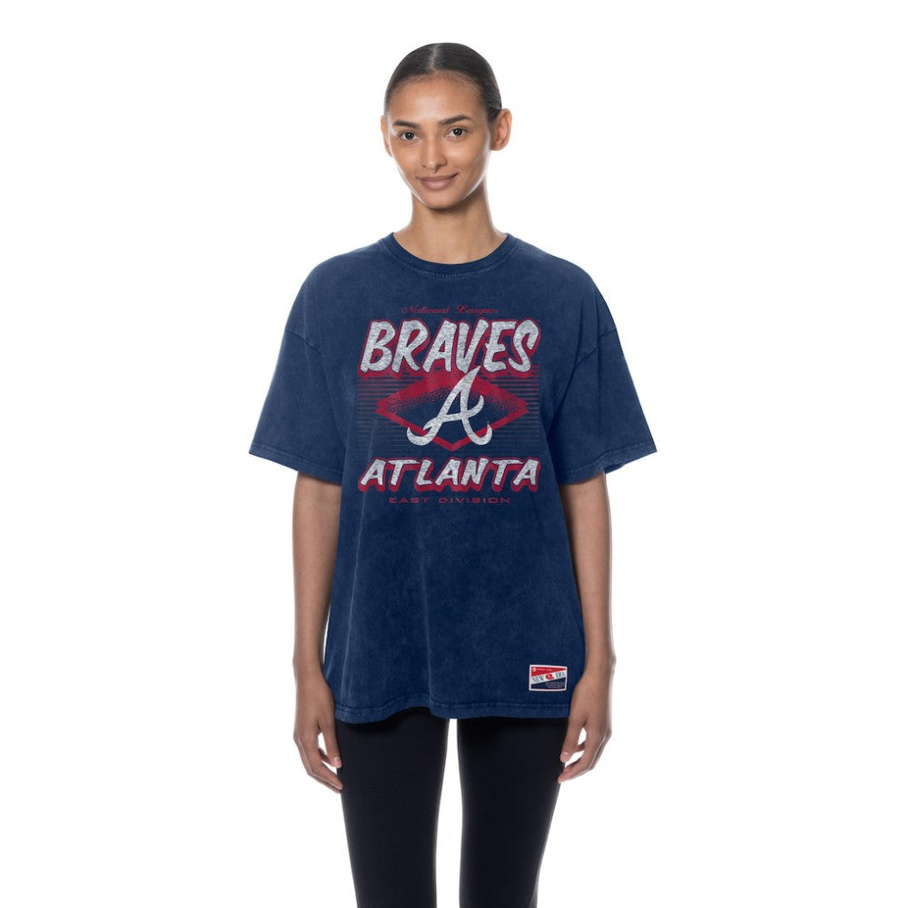 Atlanta Braves Women's Mineral Wash Oversized T-Shirt - Navy | New Era