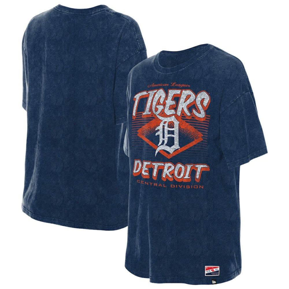 Detroit Tigers Women's Mineral Wash Oversized T-Shirt - Navy | New Era