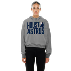 Houston Astros Women's Reversed Out French Terry Quarter-Zip Banded Crop Hoodie - Heather Gray | New Era