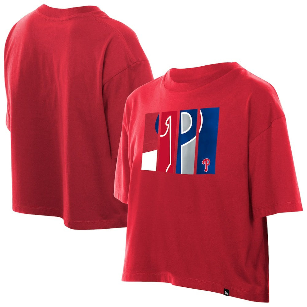 Philadelphia Phillies Women's Boxy Foil Logo T-Shirt - Red | New Era