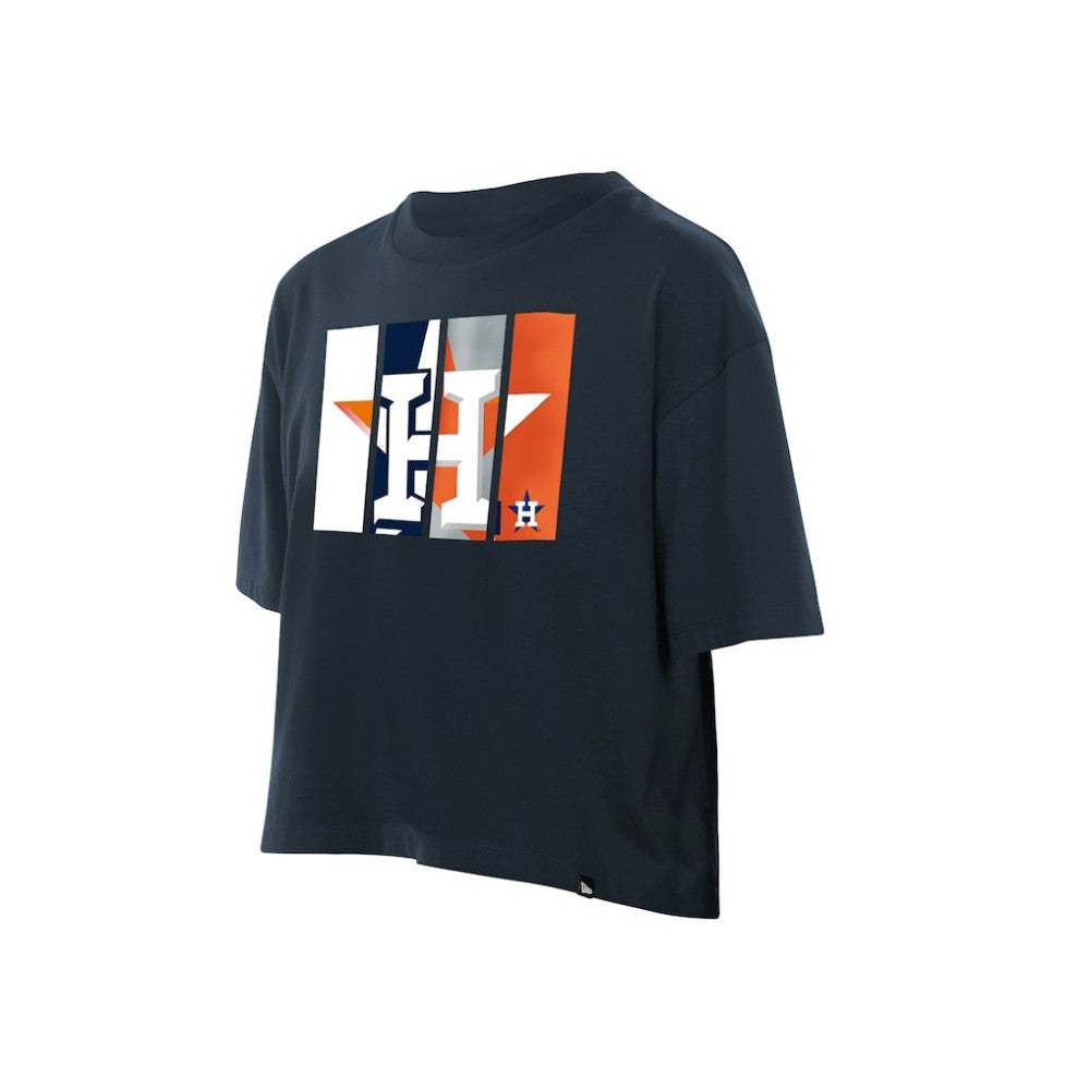 Houston Astros Women's Boxy Foil Logo T-Shirt - Navy | New Era